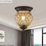 Prismatic Glass Black Flush Mount Lamp With Urn - Shaped And Teardrop Design - 8’/12.5’ Width 2