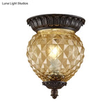 Prismatic Glass Black Flush Mount Lamp With Urn - Shaped And Teardrop Design - 8’/12.5’ Width 2