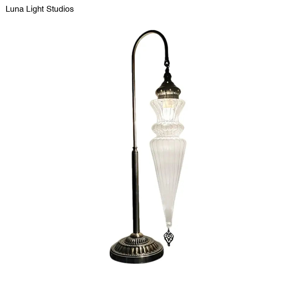 Prismatic Glass Bronze Nightstand Lamp - Art Deco Gourd/Fish Bedroom Night Light