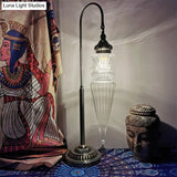Prismatic Glass Bronze Nightstand Lamp - Art Deco Gourd/Fish Bedroom Night Light