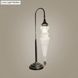 Prismatic Glass Bronze Nightstand Lamp - Art Deco Gourd/Fish Bedroom Night Light