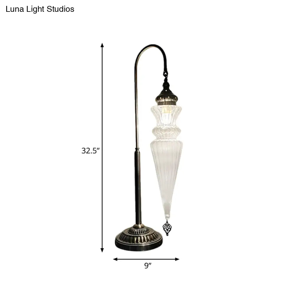 Prismatic Glass Bronze Nightstand Lamp - Art Deco Gourd/Fish Bedroom Night Light