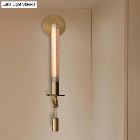 Prismatic Glass Led Bathroom Wall Lamp In Brass - Traditional Cylindrical Design