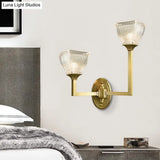 Prismatic Glass Torch Sconce Light - Modernist Wall Lamp With Gold Arm