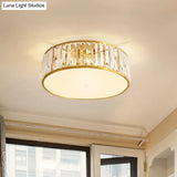 Prismatic Optic Crystal Ceiling Lamp: Simple Drum Shape Clear Flush Mount Lighting For Bedrooms