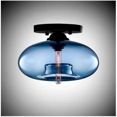 Vintage Colorful Hand Blown Glass Ceiling Lighting Retro Round Design Balcony Corridor Lamp