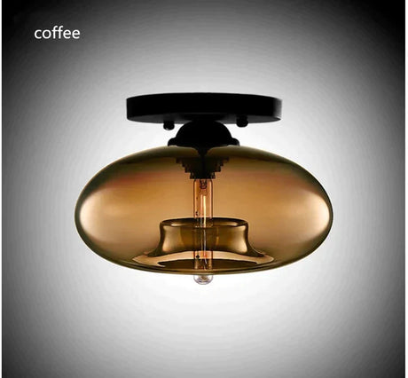 Vintage Colorful Hand Blown Glass Ceiling Lighting Retro Round Design Balcony Corridor Lamp