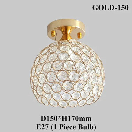 E27 Creative Crystal Minimalist Ceiling Light Simple Lamp Bedroom European Iron
