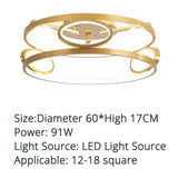 Led Ceiling Lights Gold Body Round/Square For Bedroom Support Remote Control Led Lamps