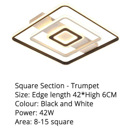 Modern Rectangle/Square/Circle Acrylic Led Ceiling Light White Color Black Remote Control For Living