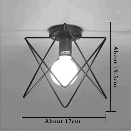American Vintage Loft Led Ceiling Light Lamp Iron Cage Pyramid Corridor Entrance Balcony Bar Counter