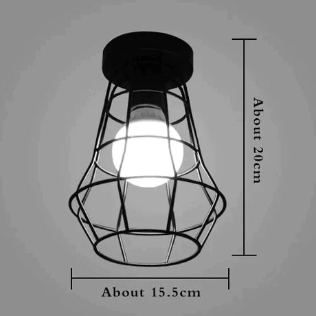 American Vintage Loft Led Ceiling Light Lamp Iron Cage Pyramid Corridor Entrance Balcony Bar Counter