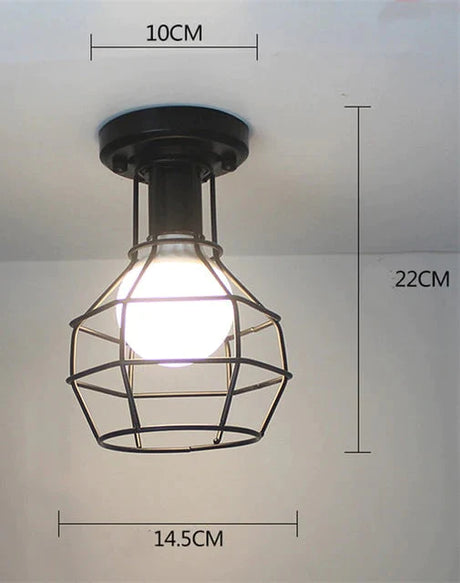 Vintage Ceiling Lights Lustre Luminaria Led Lamp Loft Iron Cage Fixtures Lighting