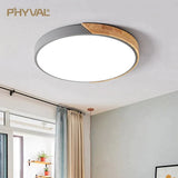 Nordic Wooden Ceiling Lamp Dimmable Led Lights Round 30-60 Size Diameter Ultra-Thin 5 Cm High 7
