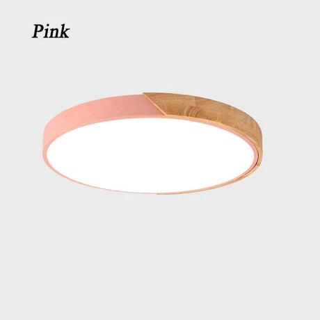 Nordic Wooden Ceiling Lamp Dimmable Led Lights Round 30-60 Size Diameter Ultra-Thin 5 Cm High 7