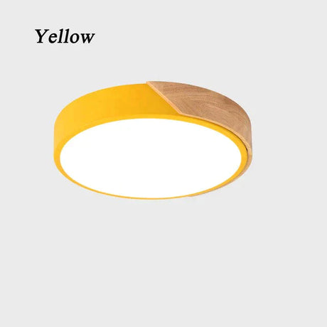 Nordic Wooden Ceiling Lamp Dimmable Led Lights Round 30-60 Size Diameter Ultra-Thin 5 Cm High 7