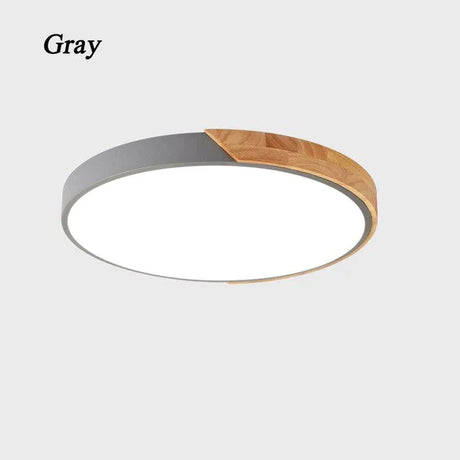 Nordic Wooden Ceiling Lamp Dimmable Led Lights Round 30-60 Size Diameter Ultra-Thin 5 Cm High 7