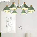 Pyramid Shade Chandelier: Elegant Macaron Metal Hanging Light For Dining Room