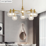 Radial Clear Glass Gold Chandelier Light Fixture - Postmodern Hanging With 8/12 Lights