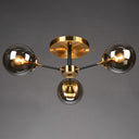 Radial Flush Mount Black And Brass Ceiling Light With Glass Ball Shade 3 / Smoke Gray