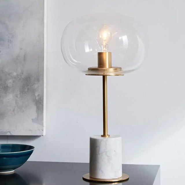 Raffaella - Oval Glass Night Light With Brass And White Table Lighting