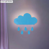 Rain Cloud Shape Led Bedside Wall Mount Lamp In Blue/Pink
