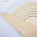 Rainbow & Cloud Led Wood Wall Light - Adorable Cartoon Sconce For Kindergarten Bedroom In Beige