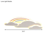 Rainbow Cloudy Ceiling Light - White/Pink Cartoon Led Flush-Mount Fixture Warm/White