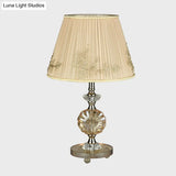 Rasalas - Beige Cone Night Lamp With Flower Design Modern Style Fabric Shade
