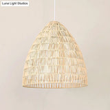 Rattan Hanging Ceiling Light - Asian-Inspired Single Wood Pendant Fixture