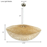 Rattan Hanging Pendant Lamp - Asian Style Hat Shape 1-Light Ceiling Fixture For Dining Table
