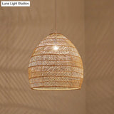Rattan Pendant Ceiling Light For Elegant Dining - Asian-Inspired Single-Bulb Fixture