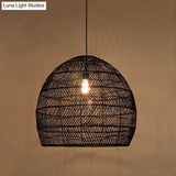 Rattan Pendant Ceiling Light For Elegant Dining - Asian-Inspired Single-Bulb Fixture