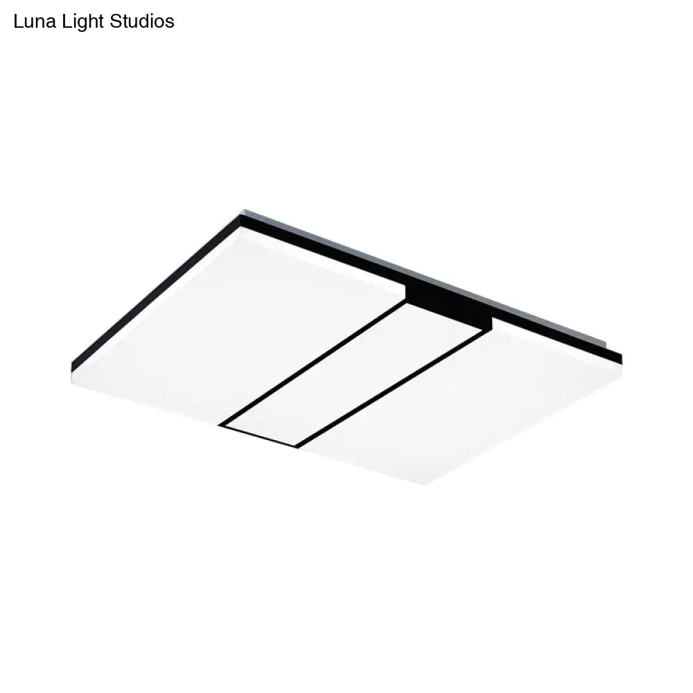 Rectangular Acrylic Ceiling Flush Mount In Warm/White Light - Minimalist Design 19’/23.5’/33’ Wide