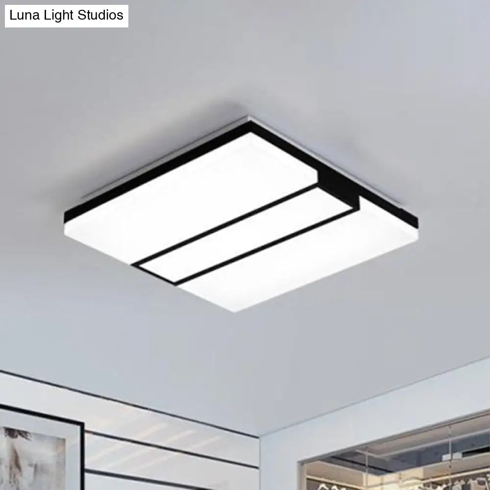 Rectangular Acrylic Ceiling Flush Mount In Warm/White Light - Minimalist Design 19’/23.5’/33’ Wide