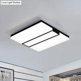 Rectangular Acrylic Ceiling Flush Mount In Warm/White Light - Minimalist Design 19’/23.5’/33’ Wide