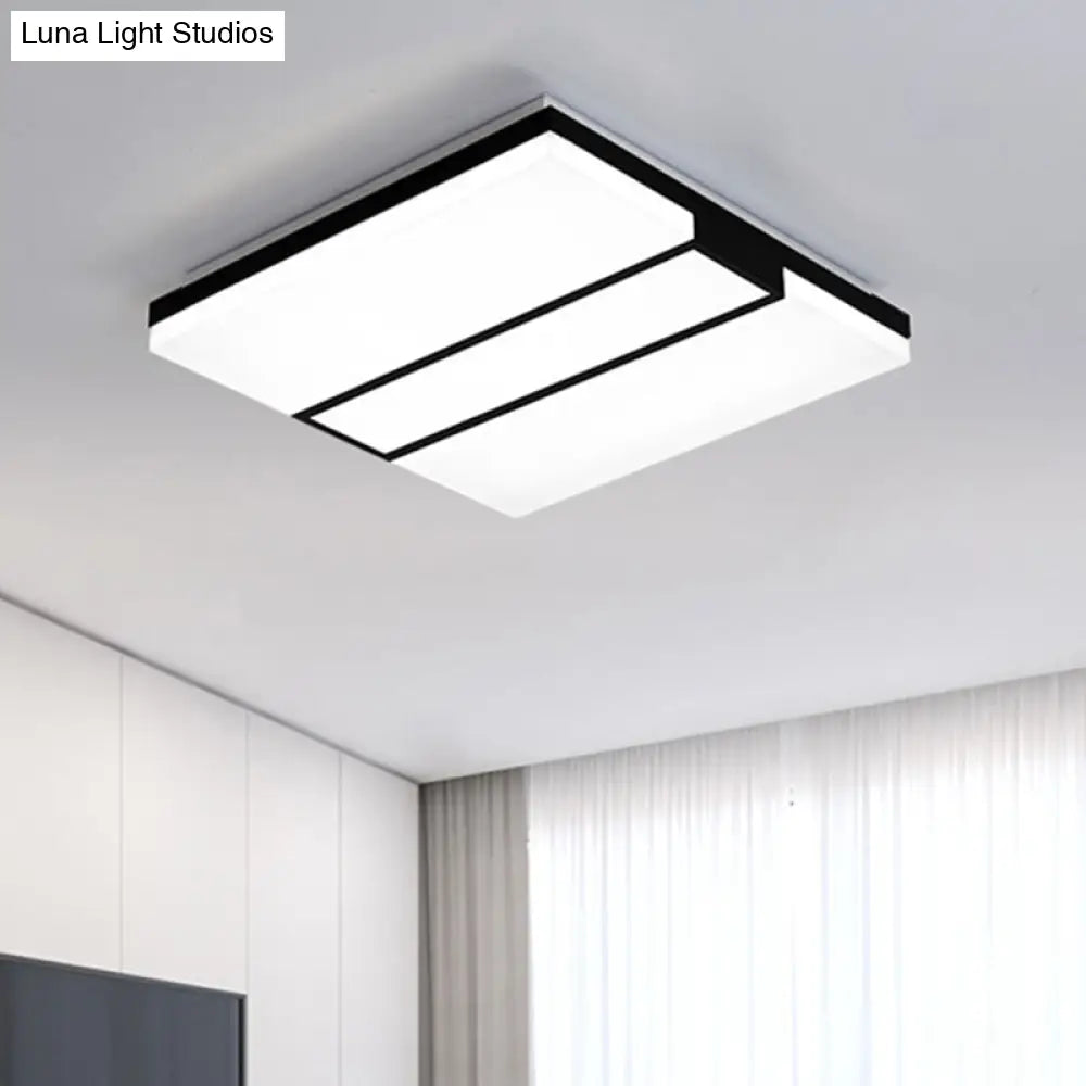 Rectangular Acrylic Ceiling Flush Mount In Warm/White Light - Minimalist Design 19’/23.5’/33’ Wide