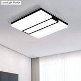 Rectangular Acrylic Ceiling Flush Mount In Warm/White Light - Minimalist Design 19’/23.5’/33’ Wide