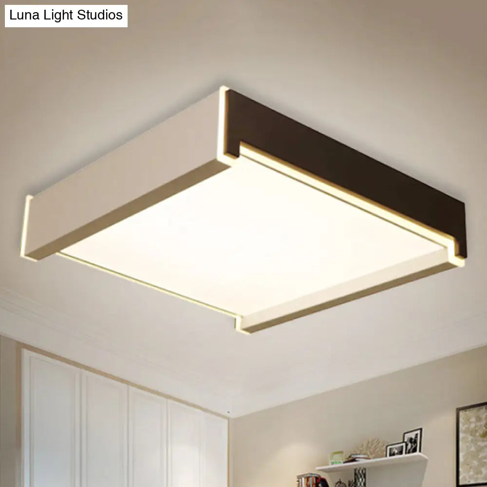 Rectangular Acrylic Led Flush Light - Modern 19.5’/27’/29.5’ Wide White Ceiling Fixture With