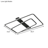 Rectangular Acrylic Led Flush Mount Light In Black - Warm/White Lighting