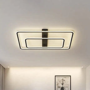 Rectangular Acrylic Led Flush Mount Light In Black - Warm/White Lighting / White