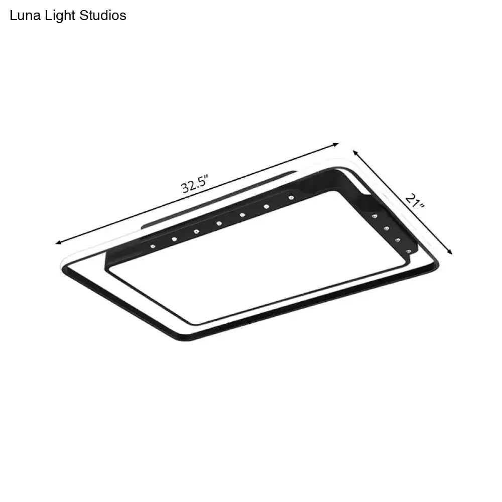 Rectangular Ceiling Light Fixture In Black/White - Simple Acrylic Flush Mount For Living Room With