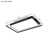 Rectangular Ceiling Light Fixture In Black/White - Simple Acrylic Flush Mount For Living Room With