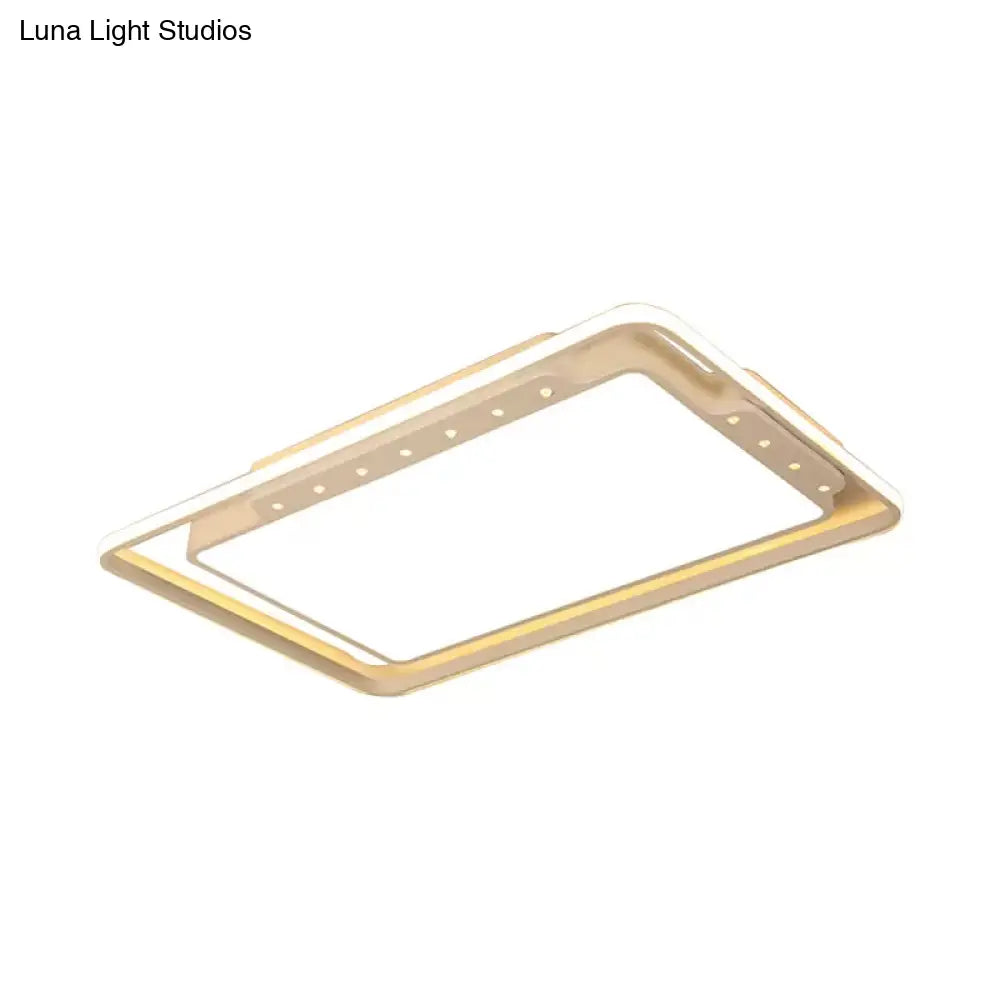 Rectangular Ceiling Light Fixture In Black/White - Simple Acrylic Flush Mount For Living Room With