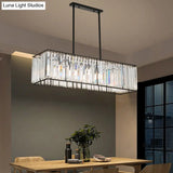 Rectangular Clear Crystal Island Pendant Light - 3 Head Traditional Suspension Lighting For Dining