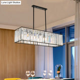 Rectangular Clear Crystal Island Pendant Light - 3 Head Traditional Suspension Lighting For Dining