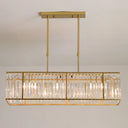 Rectangular Clear Crystal Island Pendant Light - 3 Head Traditional Suspension Lighting For Dining