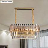 Rectangular Dining Room Pendant - 3-Tier Amber/Smoke Gray Crystal Block Contemporary Island Lamp