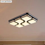 Rectangular Flush Mount Ceiling Light With Led Acrylic Fixture - Black/White Simple Design