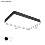 Rectangular Led Flush Ceiling Light - Black/White Iron Simplicity With Acrylic Diffuser